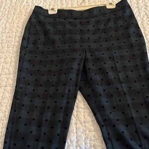 Talbots pants 14P plaid with velvet polka dot
